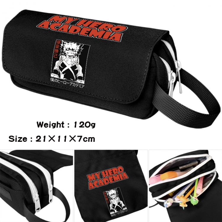  My Hero Academia Anime waterproof canvas portable double-layer pencil bag cosmetic bag 21x11x7cm