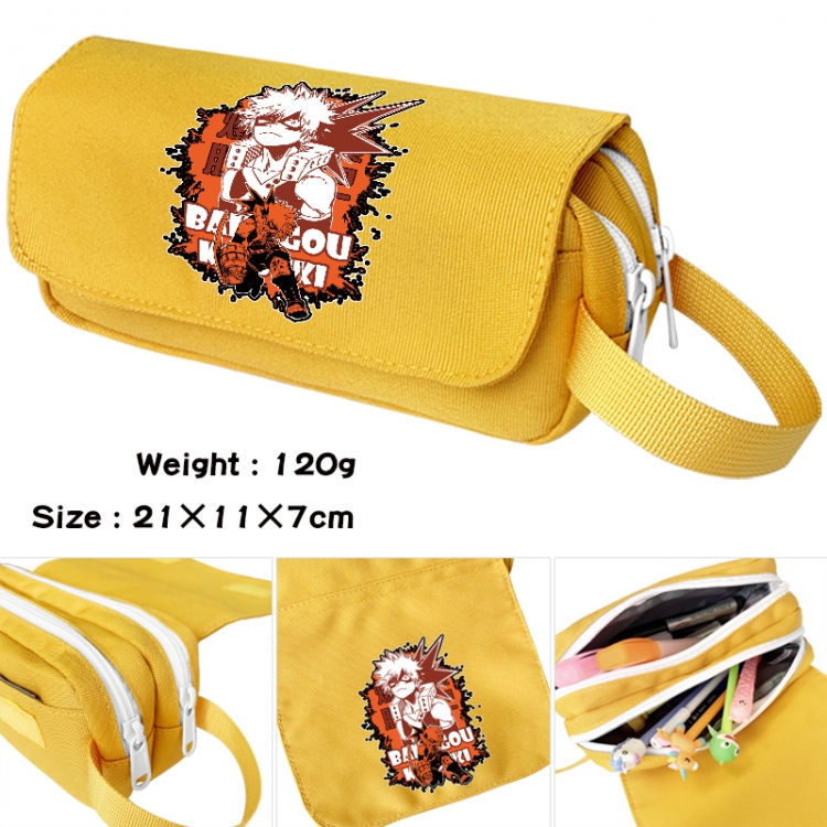  My Hero Academia Anime waterproof canvas portable double-layer pencil bag cosmetic bag 21x11x7cm