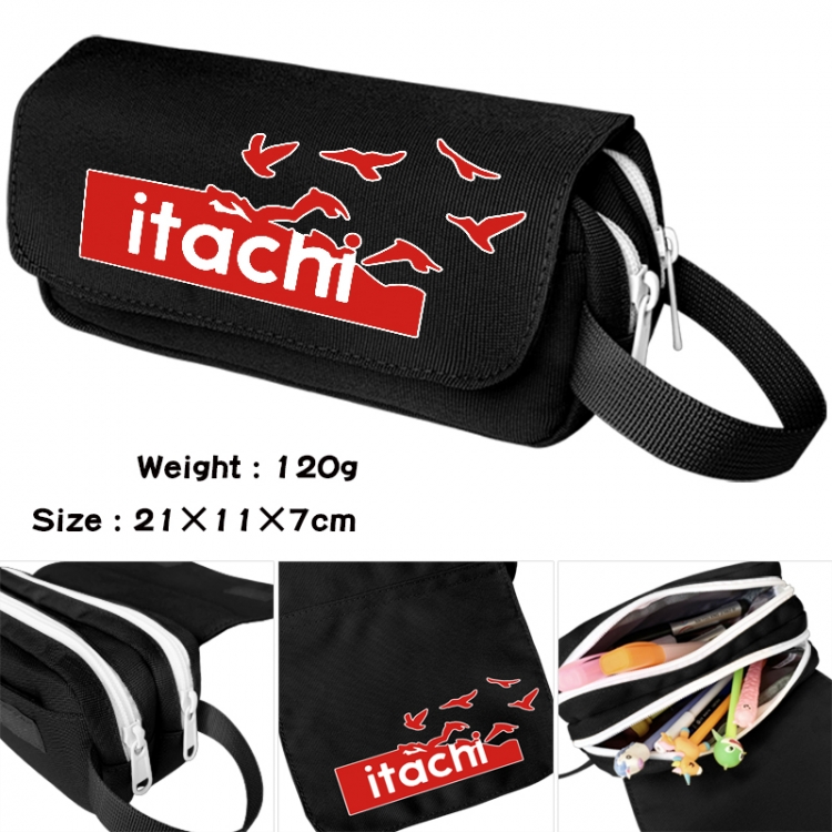  Naruto Anime waterproof canvas portable double-layer pencil bag cosmetic bag 21x11x7cm