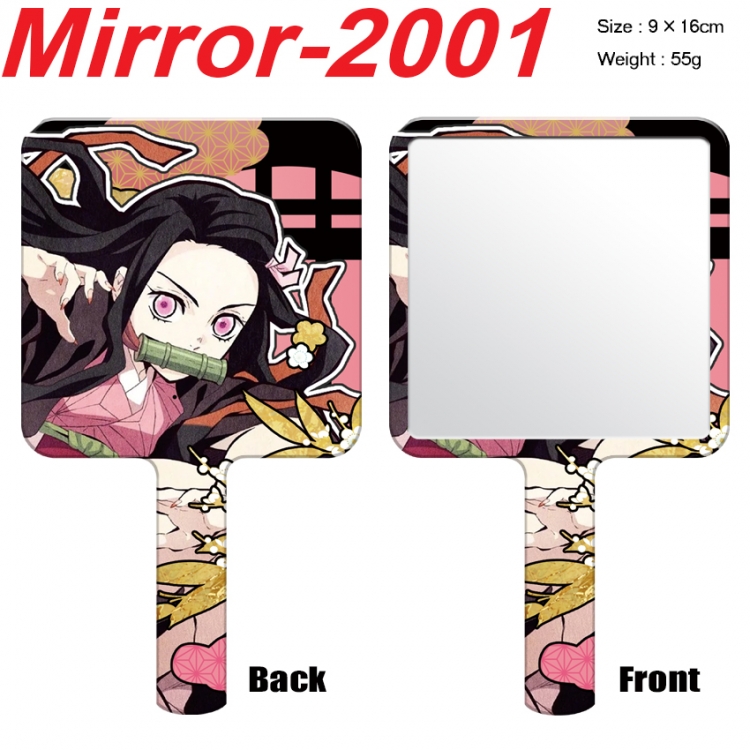 Demon Slayer Kimets Anime peripheral UV printing handle small mirror portable makeup mirror 9x16cm