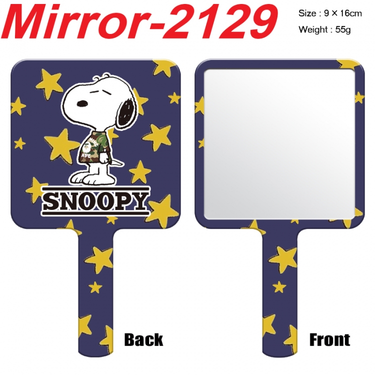 Snoopys Story Anime peripheral UV printing handle small mirror portable makeup mirror 9x16cm