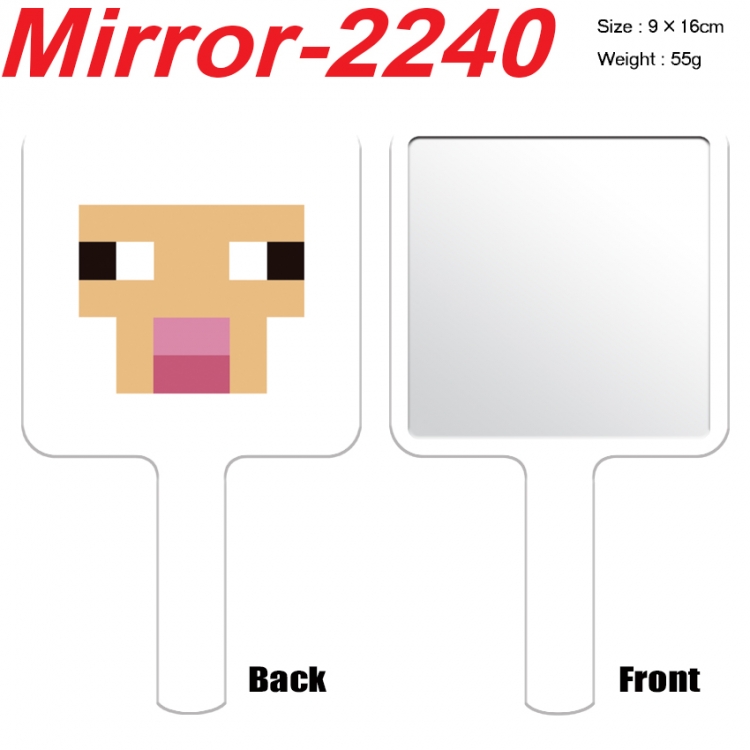Minecraft Anime peripheral UV printing handle small mirror portable makeup mirror 9x16cm