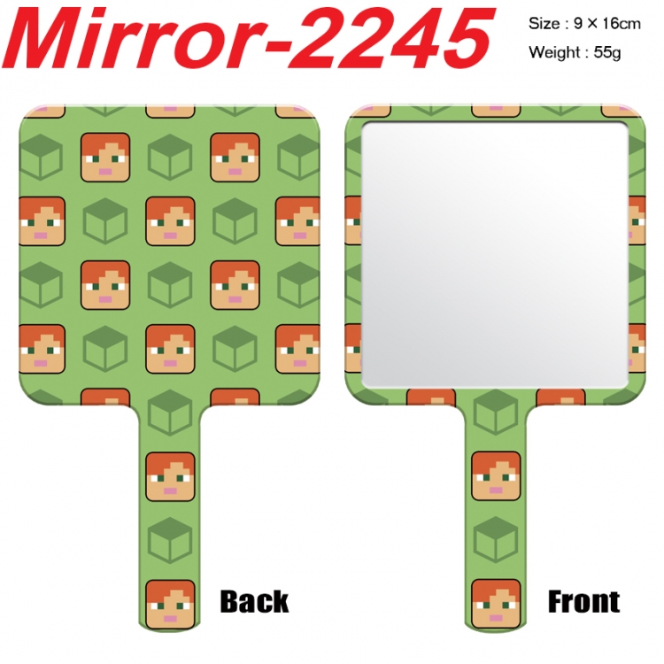 Minecraft Anime peripheral UV printing handle small mirror portable makeup mirror 9x16cm