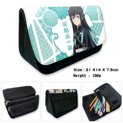 Demon Slayer Kimets Anime Velcro canvas zipper pencil case Pencil Bag 21×14×7.5cm