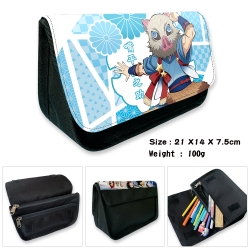 Demon Slayer Kimets Anime Velcro canvas zipper pencil case Pencil Bag 21×14×7.5cm