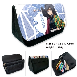 Demon Slayer Kimets Anime Velcro canvas zipper pencil case Pencil Bag 21×14×7.5cm
