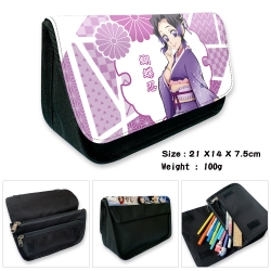 Demon Slayer Kimets Anime Velcro canvas zipper pencil case Pencil Bag 21×14×7.5cm