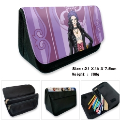  One Piece Anime Velcro canvas zipper pencil case Pencil Bag 21×14×7.5cm