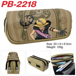 One Piece Anime double-layer pu leather printing pencil case 20x9x6.5cm  PB-2218