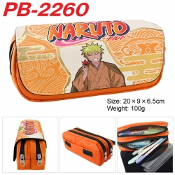 Naruto Anime double-layer pu leather printing pencil case 20x9x6.5cm  PB-2260