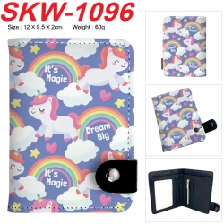 Unicorn Anime vertical button folding wallet 12X9.5X2CM 60g  SKW-1096