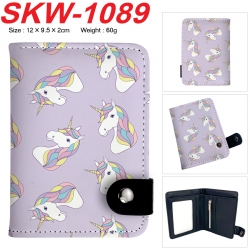 Unicorn Anime vertical button folding wallet 12X9.5X2CM 60g SKW-1089