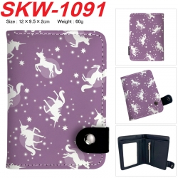 Unicorn Anime vertical button folding wallet 12X9.5X2CM 60g  SKW-1091