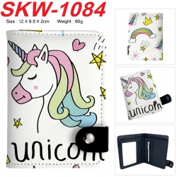 Unicorn Anime vertical button folding wallet 12X9.5X2CM 60g SKW-1084