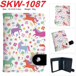 Unicorn Anime vertical button folding wallet 12X9.5X2CM 60g SKW-1087