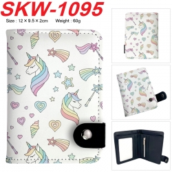 Unicorn Anime vertical button folding wallet 12X9.5X2CM 60g  SKW-1095