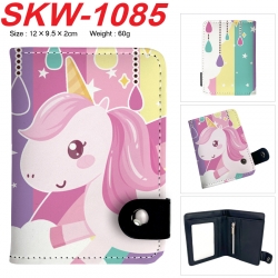 Unicorn Anime vertical button folding wallet 12X9.5X2CM 60g SKW-1085