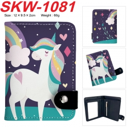 Unicorn Anime vertical button folding wallet 12X9.5X2CM 60g  SKW-1081