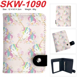 Unicorn Anime vertical button folding wallet 12X9.5X2CM 60g SKW-1090