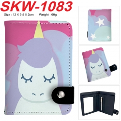 Unicorn Anime vertical button folding wallet 12X9.5X2CM 60g SKW-1083