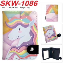 Unicorn Anime vertical button folding wallet 12X9.5X2CM 60g SKW-1086