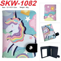 Unicorn Anime vertical button folding wallet 12X9.5X2CM 60g SKW-1082
