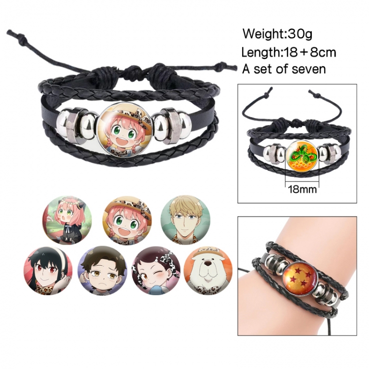 SPY×FAMIL Anime Freestyle Crystal Leather Rope Bracelet Set