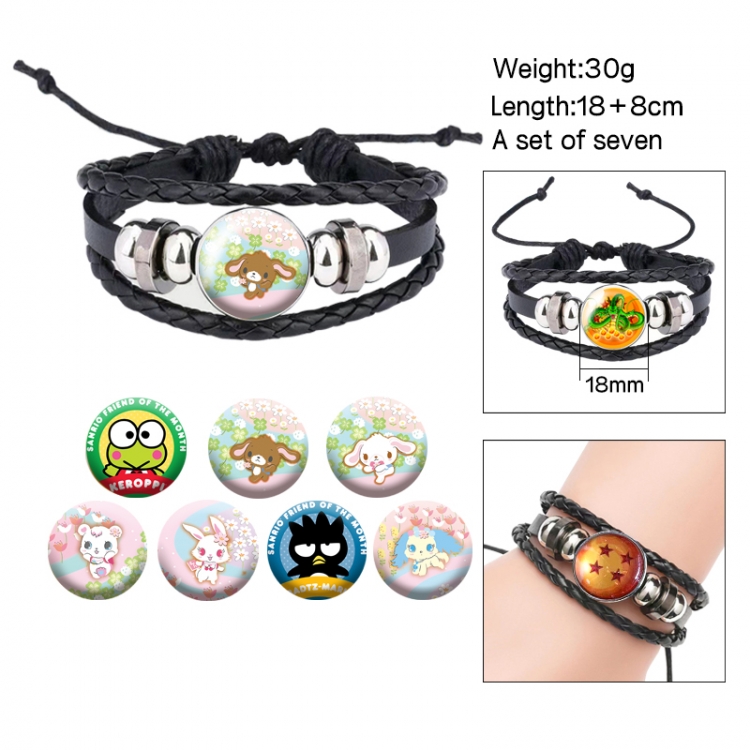 sanrio Anime Freestyle Crystal Leather Rope Bracelet Set