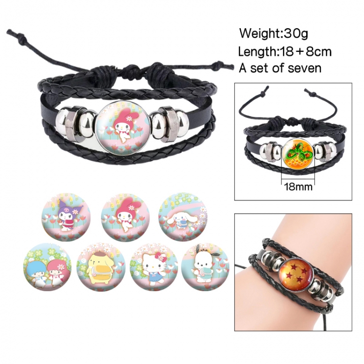 sanrio Anime Freestyle Crystal Leather Rope Bracelet Set
