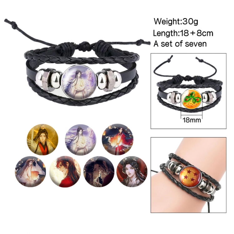 Heaven Official's Blessing Anime Freestyle Crystal Leather Rope Bracelet Set