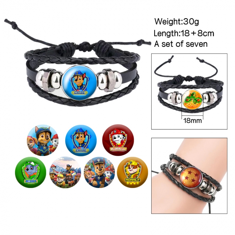 PAW Patrol Anime Freestyle Crystal Leather Rope Bracelet Set