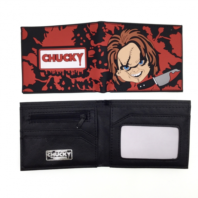 Chucky Anime peripheral PVC adhesive surface short style folding wallet
