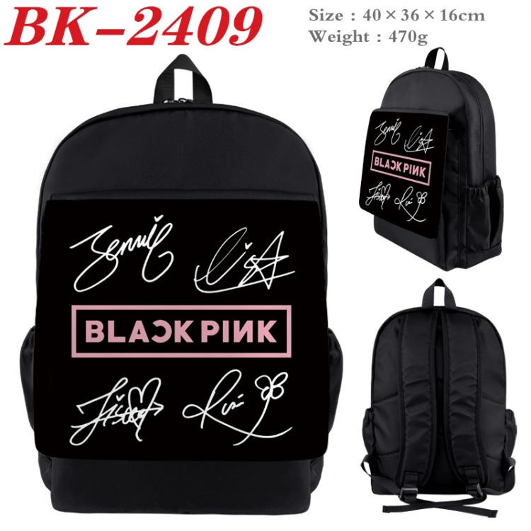 BLACK PINK Waterproof nylon canvas flip color picture backpack 40X36X16CM