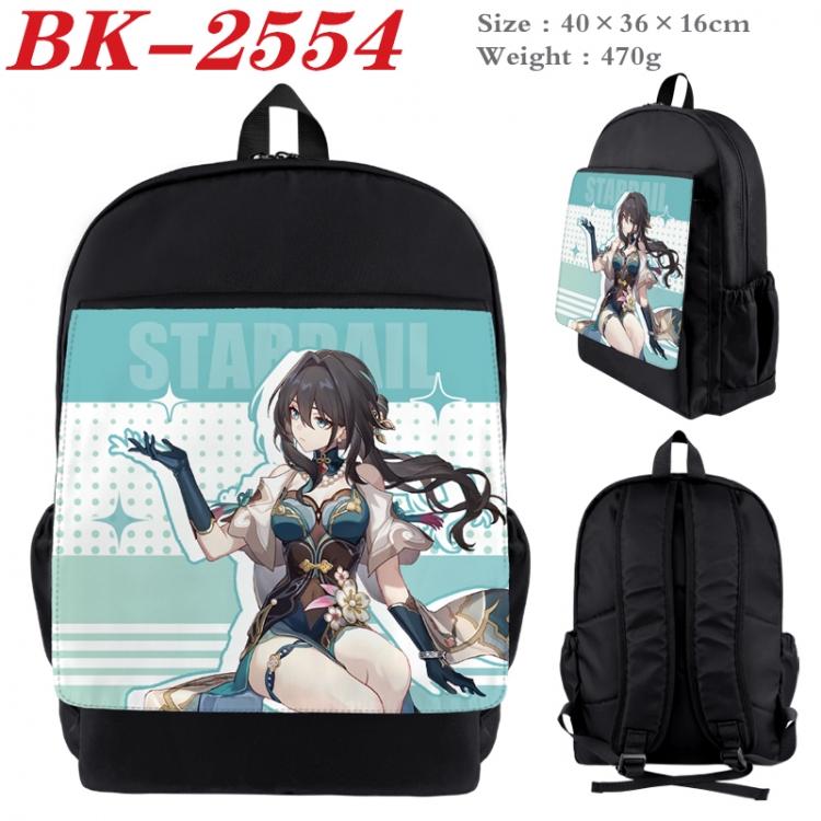 Honkai: Star Rail Waterproof nylon canvas flip color picture backpack 40X36X16CM