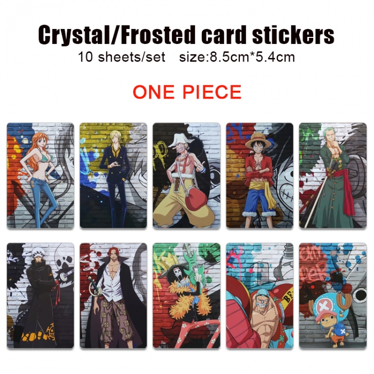 One Piece Frosted anime crystal bus card decorative sticker a set of 10  price for 5 set