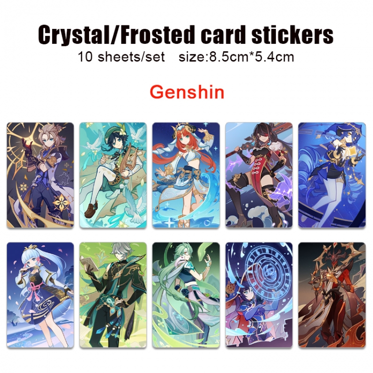 Genshin Impact Anime Crystal Bus Card Decorative Sticker Smooth Transparent Style a set of 10 price for 5 set