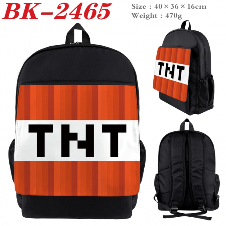 Minecraft Waterproof nylon canvas flip color picture backpack 40X36X16CM