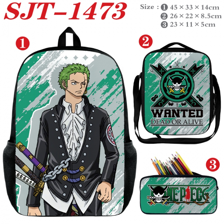 One Piece Anime nylon canvas backpack pencil case crossbody bag three piece set 45x33x14cm