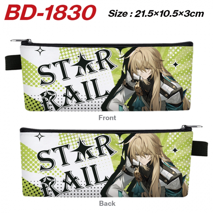 Honkai: Star Rail Anime PU Leather Zipper Pencil Case Stationery Box 21.5X10.5X3CM 
