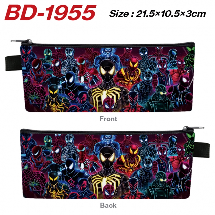 Superheroes Anime PU Leather Zipper Pencil Case Stationery Box 21.5X10.5X3CM 
