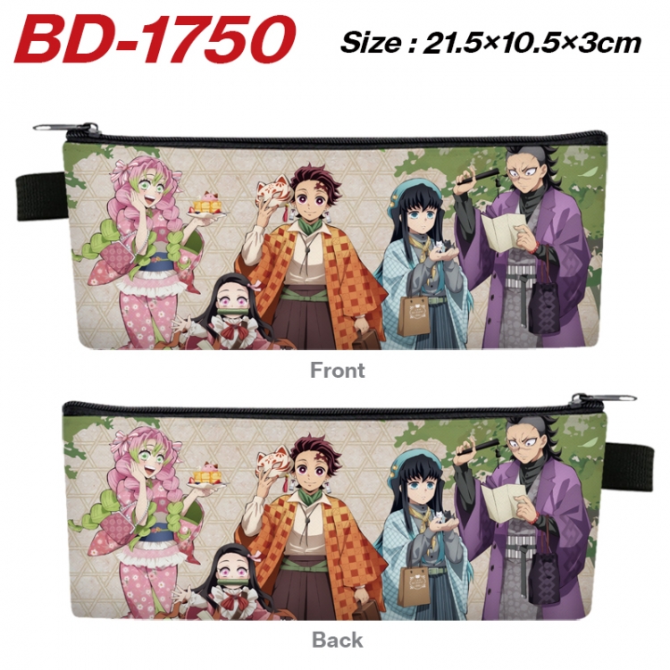  Demon Slayer Kimets Anime PU Leather Zipper Pencil Case Stationery Box 21.5X10.5X3CM 