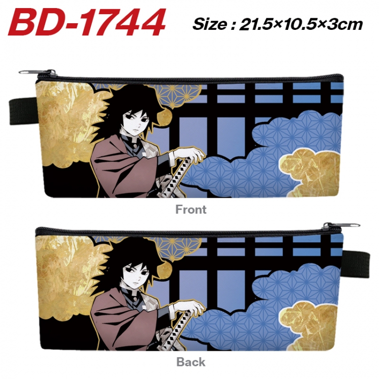  Demon Slayer Kimets Anime PU Leather Zipper Pencil Case Stationery Box 21.5X10.5X3CM 
