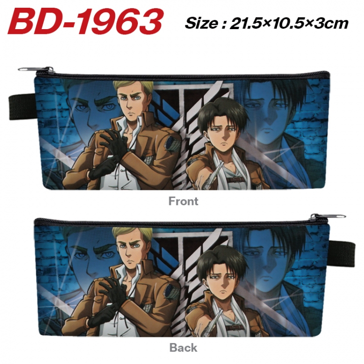 Shingeki no Kyojin Anime PU Leather Zipper Pencil Case Stationery Box 21.5X10.5X3CM 