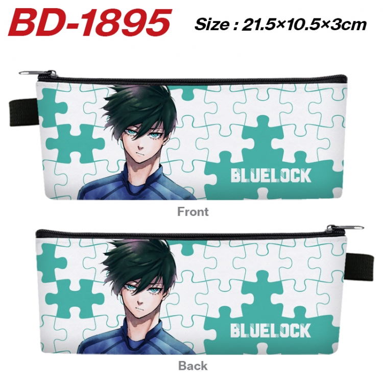BLUE LOCK Anime PU Leather Zipper Pencil Case Stationery Box 21.5X10.5X3CM 