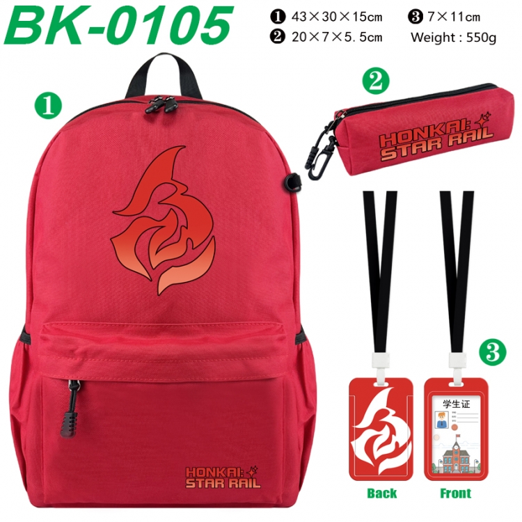 Honkai: Star Rail Waterproof nylon canvas backpack pencil case identification set 43X30X15cm