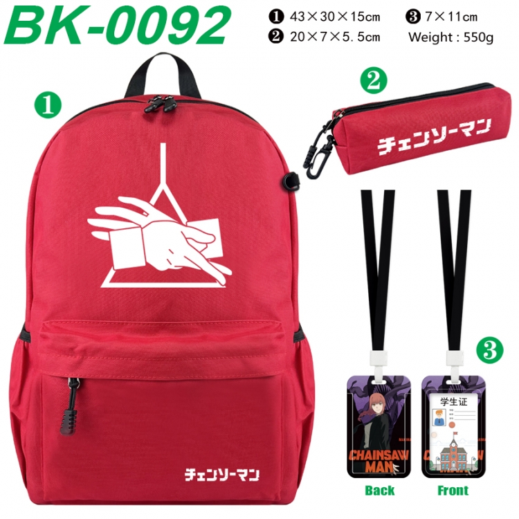 Chainsawman Waterproof nylon canvas backpack pencil case identification set 43X30X15cm