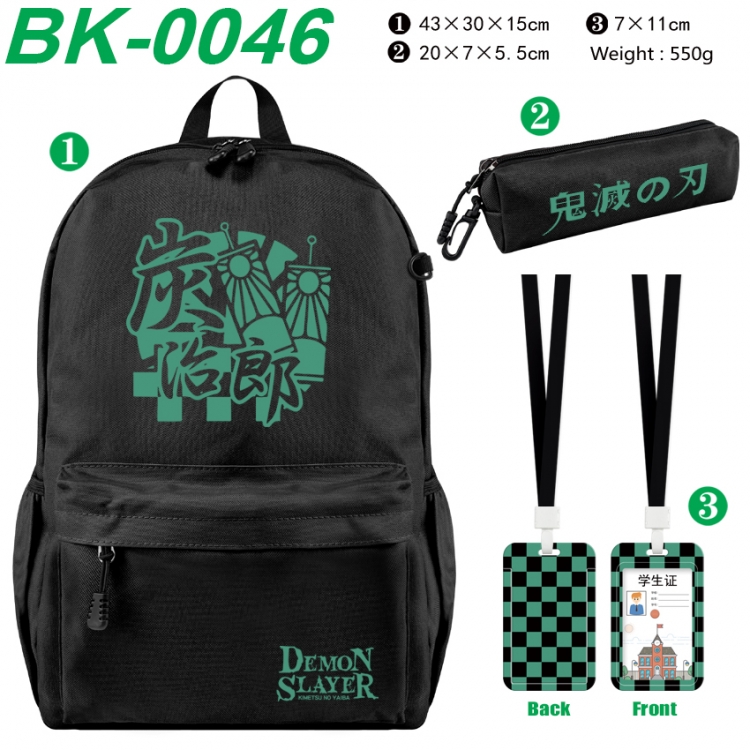 Demon Slayer Kimets Waterproof nylon canvas backpack pencil case identification set 43X30X15cm