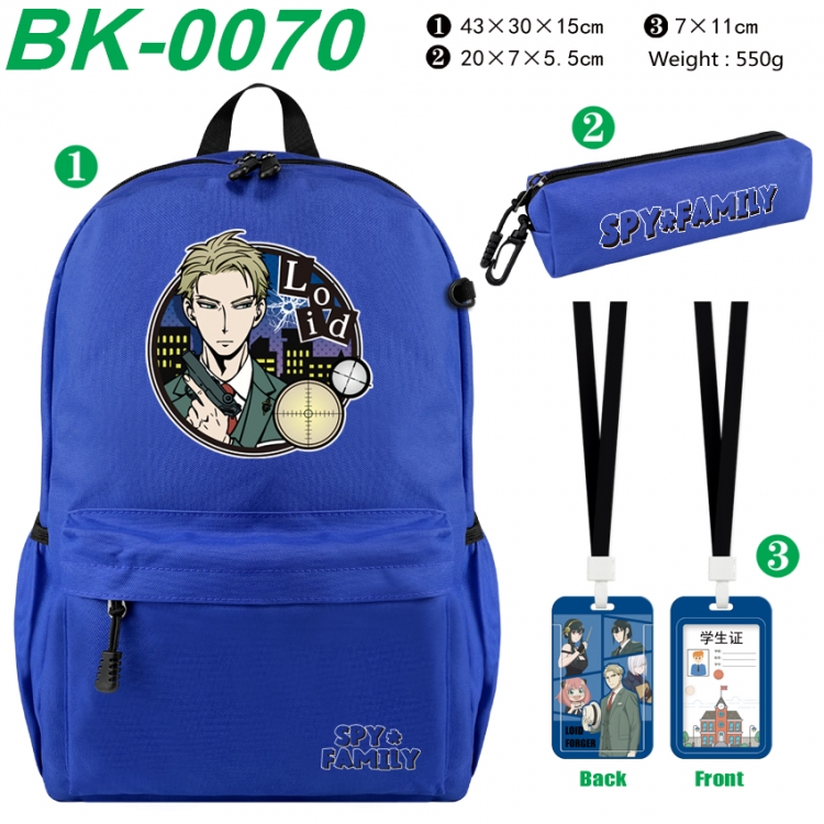 SPY×FAMILY Waterproof nylon canvas backpack pencil case identification set 43X30X15cm