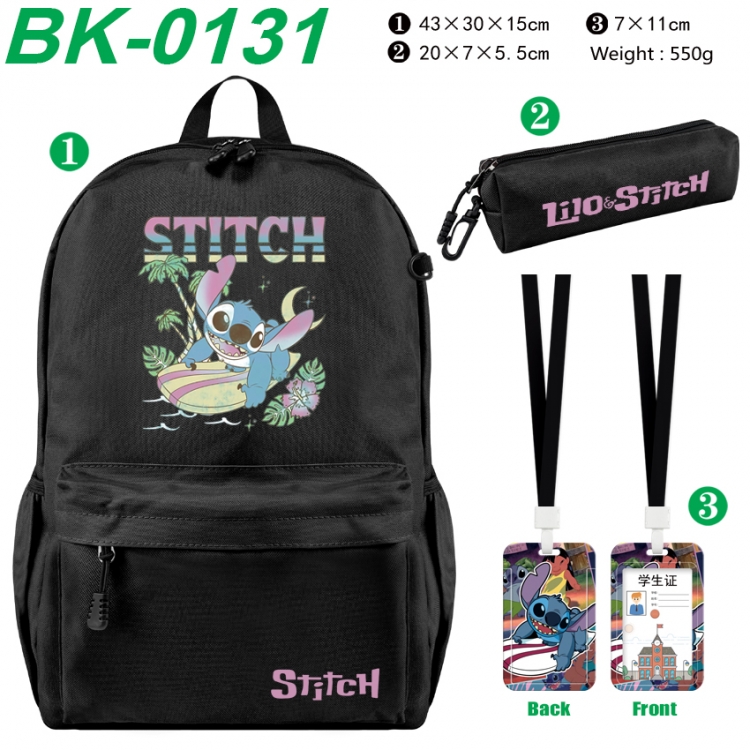 Lilo & Stitch Waterproof nylon canvas backpack pencil case identification set 43X30X15cm