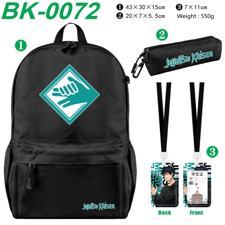 Jujutsu Kaisen Waterproof nylon canvas backpack pencil case identification set 43X30X15cm